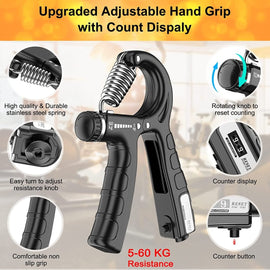 2 Pack Adjustable Hand Grip Strengthener for Hand Grip Strength and Wrist Rehabilitation (Resistance 5 - 60 kg) - RnR Galore