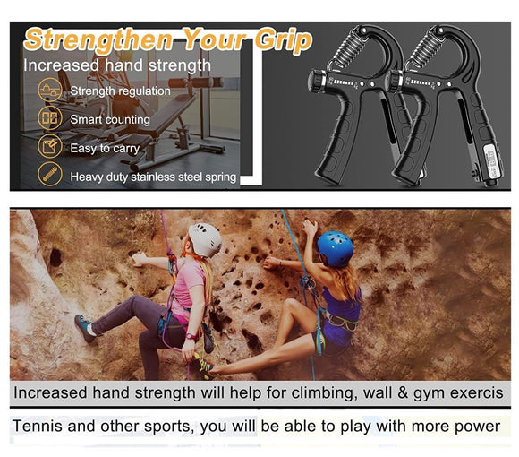 2 Pack Adjustable Hand Grip Strengthener for Hand Grip Strength and Wrist Rehabilitation (Resistance 5 - 60 kg) - RnR Galore
