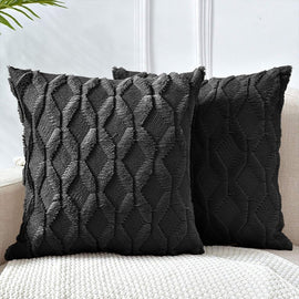 2 Pack Decorative Boho Throw Pillow Covers 45 x 45 cm (Black) - RnR Galore