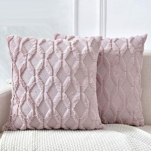 2 Pack Decorative Boho Throw Pillow Covers 45 x 45 cm (Pink) - RnR Galore