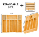 2 Pack Large Capacity Bamboo Expandable Drawer Organizer with Knife Block Holder for Home Kitchen Utensils - RnR Galore
