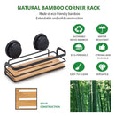 2 Pack Rectangular Bamboo Corner Shower Caddy Shelf Basket Rack with Premium Vacuum Suction Cup No - Drilling for Bathroom and Kitchen - RnR Galore