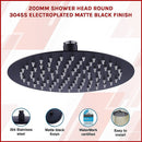200mm Shower Head Round 304SS Electroplated Matte Black Finish - RnR Galore