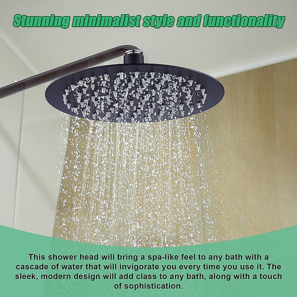 200mm Shower Head Round 304SS Electroplated Matte Black Finish - RnR Galore