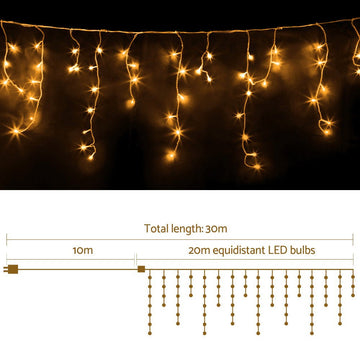 20M Christmas Lights Icicle Light 800 LED Warm White Decor Jingle Jollys - RnR Galore