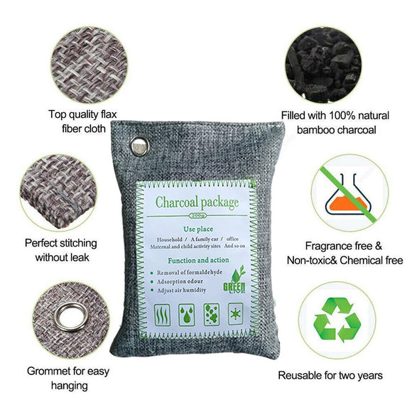 20PCS Air Purifying Bags Activated Bamboo Charcoal Freshener for Car Home Shoes 200g - RnR Galore