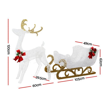 215 LED Christmas Lights Reindeer Sleigh Decorations Jingle Jollys - RnR Galore