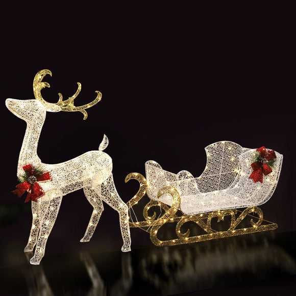 215 LED Christmas Lights Reindeer Sleigh Decorations Jingle Jollys - RnR Galore