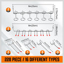 238Pc Pegboard Hooks Set Peg board Bins Parts Storage Assortment Tools Organiser - RnR Galore