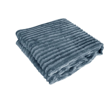 240GSM Corduroy Striped Throw Rug Charcoal - RnR Galore