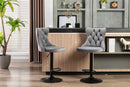 2x Height Adjustable Swivel Bar Stool Velvet Nailhead Barstool with Footrest - RnR Galore