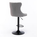 2x Height Adjustable Swivel Bar Stool Velvet Nailhead Barstool with Footrest - RnR Galore