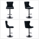 2x Height Adjustable Swivel Bar Stool Velvet Nailhead Barstool with Footrest - RnR Galore