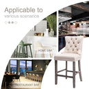 2X Velvet Bar Stools with Studs Trim Wooden Legs Tufted Dining Chairs Kitchen - RnR Galore