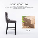 2X Velvet Bar Stools with Studs Trim Wooden Legs Tufted Dining Chairs Kitchen - RnR Galore