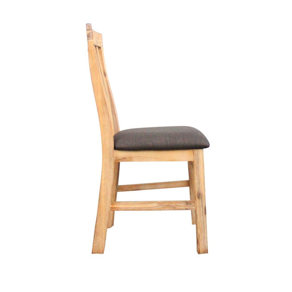 2x Wooden Frame Leatherette in Solid Wood Acacia & Veneer Dining Chairs in Oak Colour - RnR Galore