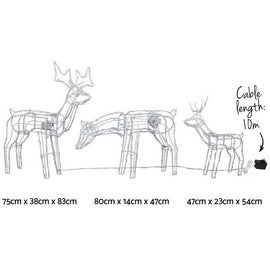 3 PCS Christmas Lights Reindeers 250 LED Decorations Jingle Jollys - RnR Galore