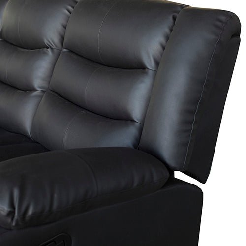 3 Seater Recliner Sofa In Faux Leather Lounge Couch in Black - RnR Galore