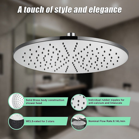 300mm Brass Shower Head Round Chrome Showerhead - RnR Galore