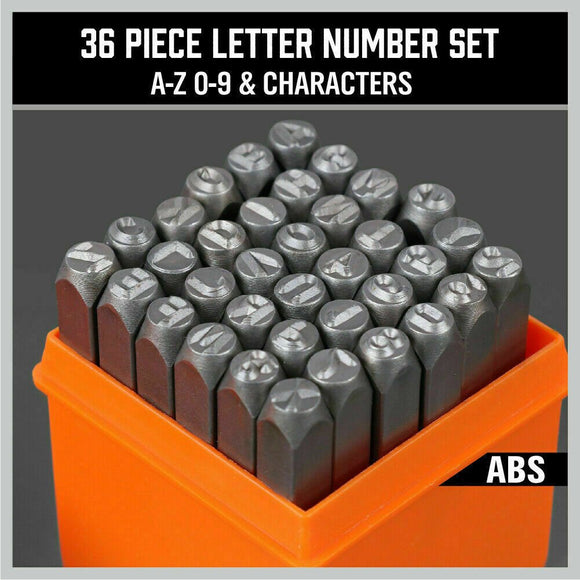 36Pc 6mm Number & Capital Letter Stamp Set Punches Metal Plastic Wood Leather - RnR Galore