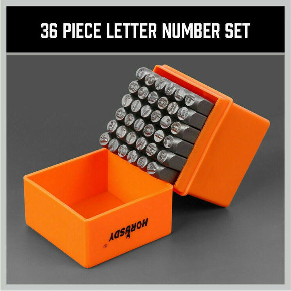36Pc 6mm Number & Capital Letter Stamp Set Punches Metal Plastic Wood Leather - RnR Galore
