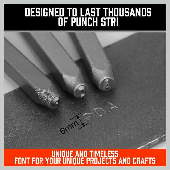 36Pc 6mm Number & Capital Letter Stamp Set Punches Metal Plastic Wood Leather - RnR Galore