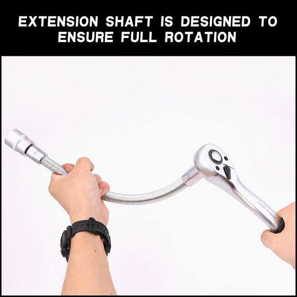 3PC Flexible Socket Extension Bars Shaft Set 1/2" 1/4" 3/8" Drive 10" 8" 6" Long - RnR Galore