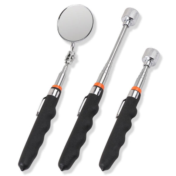 3Pc Magnetic Pick Up Tool & Swivel Inspection Mirror Telescoping Rod Heavy Duty - RnR Galore