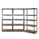 3x1.8M 5 - Shelves Steel Warehouse Shelving Racking Garage Storage Rack Grey - RnR Galore