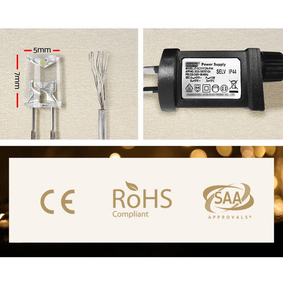 3X6M Christmas Lights Curtain Light Warm White 600 LED Jingle Jollys - RnR Galore