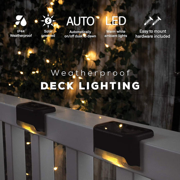 4 Pack SolarPower Deck Lights Outdoor Step Lights Waterproof LED lights - RnR Galore