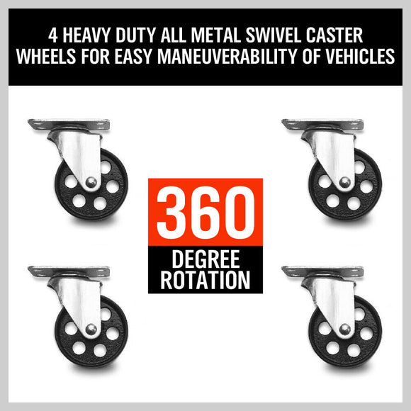 4 x Heavy Duty Wheel Dolly 450 kg 1000 lb Car Vehicle Positioning Jack Platform - RnR Galore