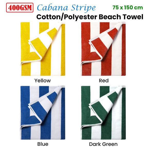 400GSM Cabana Stripe Cotton Polyester Beach Towel Blue - RnR Galore