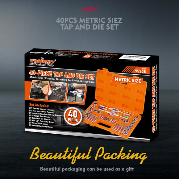 40Pc Tap And Die Set Metric Szie Screw Screwdriver Thread Drill W/t Pitch Gauge - RnR Galore