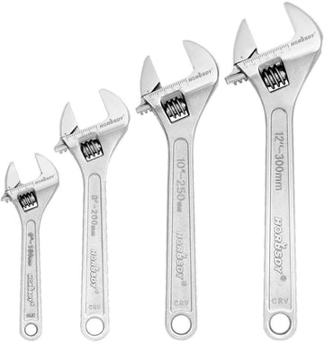 4Pc Adjustable Wrench Set Heavy Duty Shifter Spanner Wide Open Jaw 6"/8"/10"/12" - RnR Galore