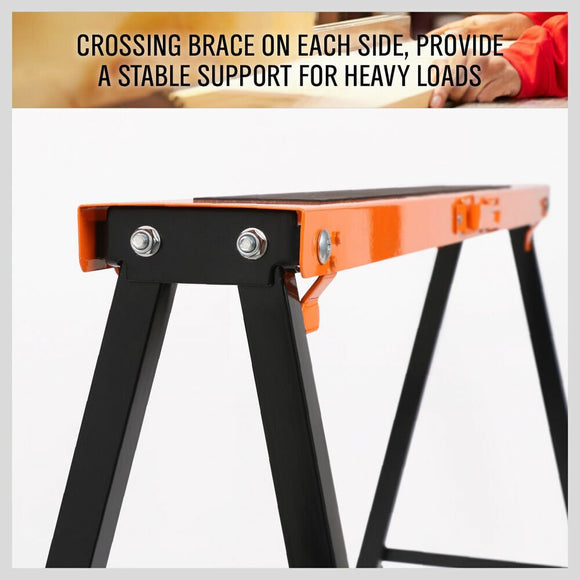 4Pc Mastercraft Sawhorse Metal Folding Non - slip Surface Saw Horse 120KG Capacity - RnR Galore