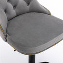 4x Height Adjustable Swivel Bar Stool Velvet Nailhead Barstool with Footrest - RnR Galore