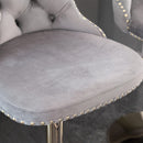 4x Height Adjustable Swivel Bar Stool Velvet Studs Barstool with Footrest and Golden Base - Grey - RnR Galore