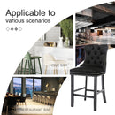 4X Velvet Bar Stools with Studs Trim Wooden Legs Tufted Dining Chairs Kitchen - RnR Galore