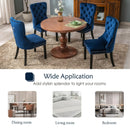 4x Velvet Dining Chairs Upholstered Tufted Kithcen Chair with Solid Wood Legs Stud Trim and Ring - Blue - RnR Galore
