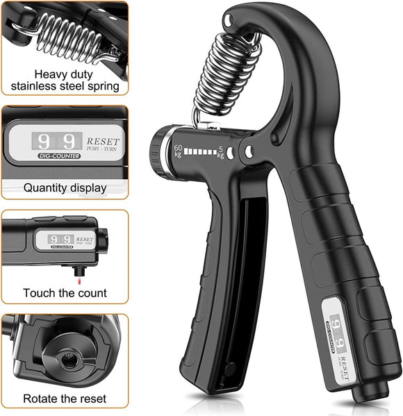 5 Pack Adjustable Resistance Hand Gripper Exerciser Workout Kit - RnR Galore