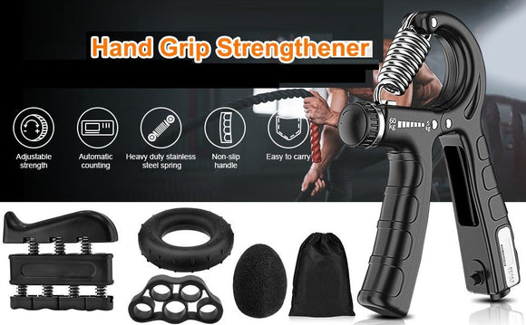 5 Pack Adjustable Resistance Hand Gripper Exerciser Workout Kit - RnR Galore