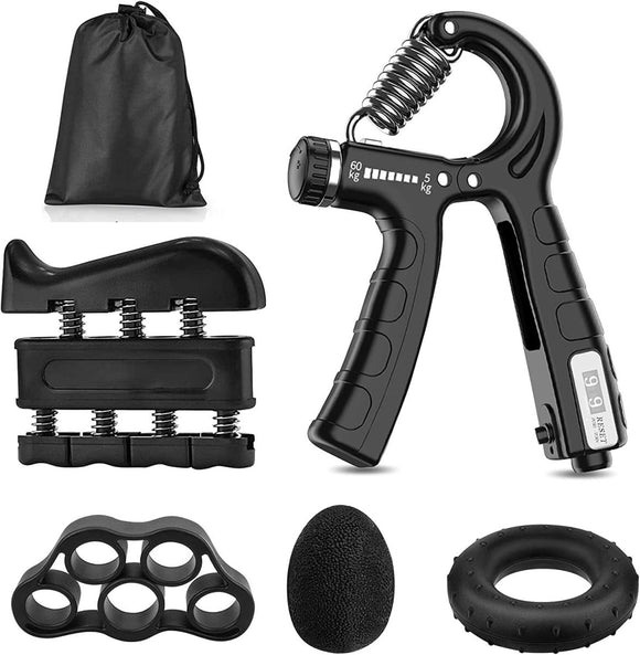 5 Pack Adjustable Resistance Hand Gripper Exerciser Workout Kit - RnR Galore