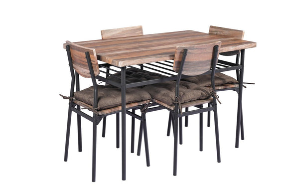 5 Piece Kitchen Dining Room Table and Chairs Furniture With Cushion Mat - RnR Galore