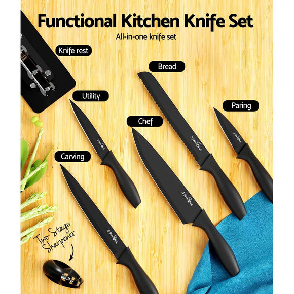 5 - Star Chef 7PCS Kitchen Knife Set Stainless Steel Non - stick with Sharpener - RnR Galore