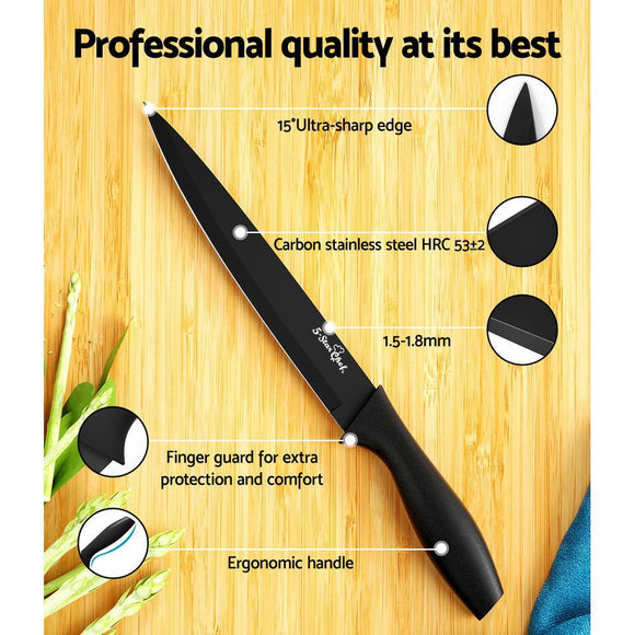 5 - Star Chef 7PCS Kitchen Knife Set Stainless Steel Non - stick with Sharpener - RnR Galore