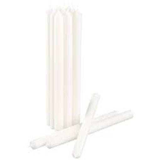 50 bulk buy pack white wax 20cm taper church house vigil candleabra candle 2CM WIDE - RnR Galore