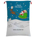 50x70cm Canvas Hessian Christmas Santa Sack Xmas Stocking Reindeer Kids Gift Bag, Cartoon Santa Fly - RnR Galore