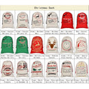 50x70cm Canvas Hessian Christmas Santa Sack Xmas Stocking Reindeer Kids Gift Bag, Cream - Happy New Year - RnR Galore