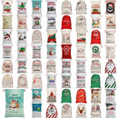 50x70cm Canvas Hessian Christmas Santa Sack Xmas Stocking Reindeer Kids Gift Bag, Cream - Santa Coming To Town - RnR Galore